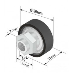 Ролка за брезентова щора 26x9 mm