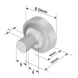 Ролка за брезентова щора 24x7 mm