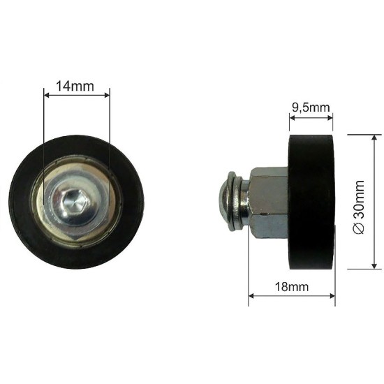 Ролка за брезентова щора 30x9.5 mm