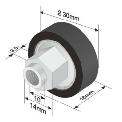 Ролка за брезентова щора 30x9.5 mm