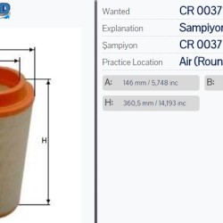 Въздушен филтър Sampiyon CR 0037