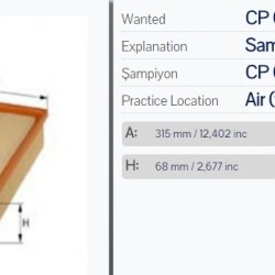 Въздушен филтър Sampiyon CP 0070