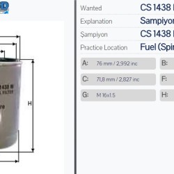 Горивен филтър Sampiyon CS 1438 M