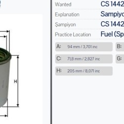Горивен филтър Sampiyon CS 1442 M=CS 1442 MR