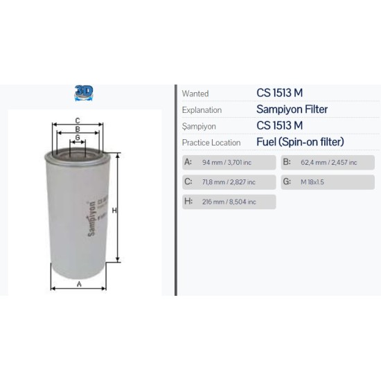 Горивен филтър Sampiyon CS 1513 M