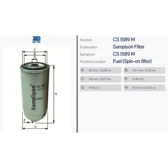 Горивен филтър Sampiyon CS 1589 M